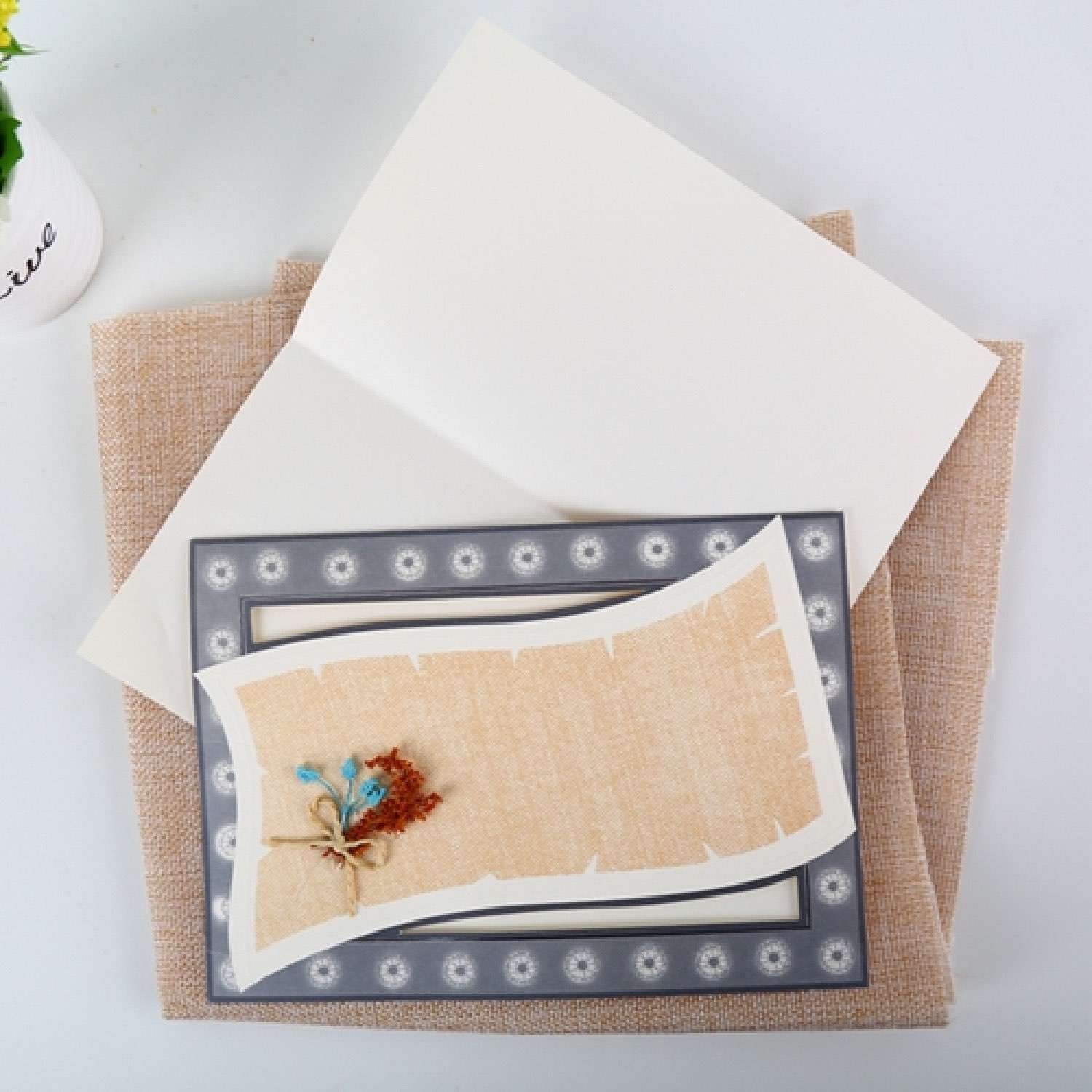 Dark Blue Greeting Card Customized Wedding Invitation Card Rectangle